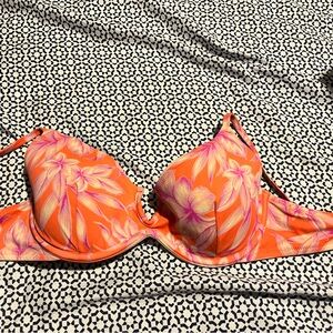 Floral Orange Underwire Bra